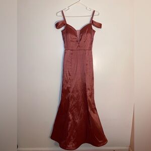 Dusty Rose Satin Prom Dress